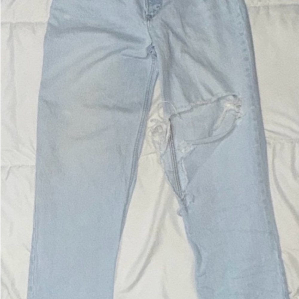 Abercrombie & Fitch Sky Blue Distressed High Rise Jeans